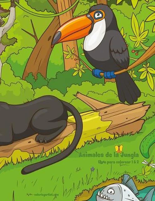 ANIMALES DE LA Jungla libro para colorear 1 & 2 by Nick Snels (Spanish ...