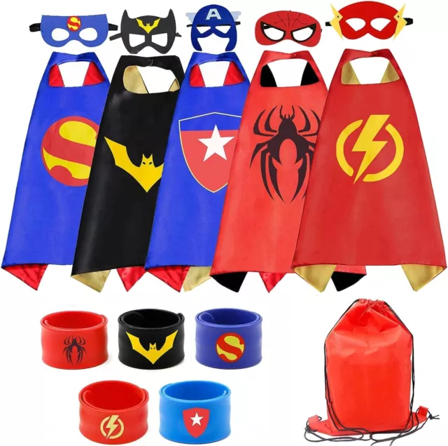 Kids Superhero Cape Set 16 piece 5 characters Christmas Birthday Toys for Tots