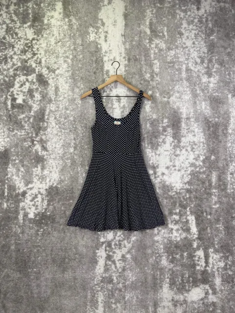 Free People Dress Womens Small Black White Polka Dot Fit & Flare Sleeveless