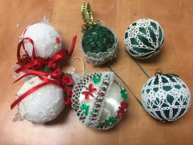 CHRISTMAS ORNAMENT Lot of 6 Hand Made Victorian Sequin  3" Balls