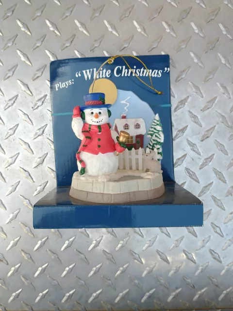 Vtg Santa's Best Christmas Tree Ornament Lighted Snowman 34 Plays White Xmas NOS