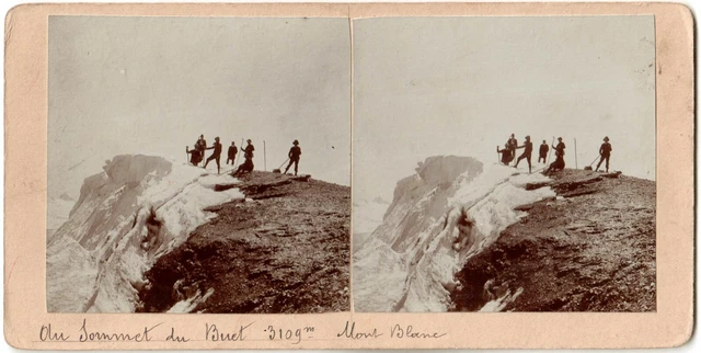 Summit of the Buet 3109m Mont-Blanc.Mountain.Snow.Photo Stereo Stereoview.8.5x17cm.