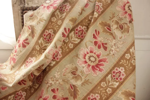 Antique Fabric French floral Art Nouveau Belle Epoque design material 29X92in