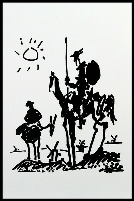 365843 Pablo Picasso Don Quixote Hero Sancho Panza Art Wall Print Poster