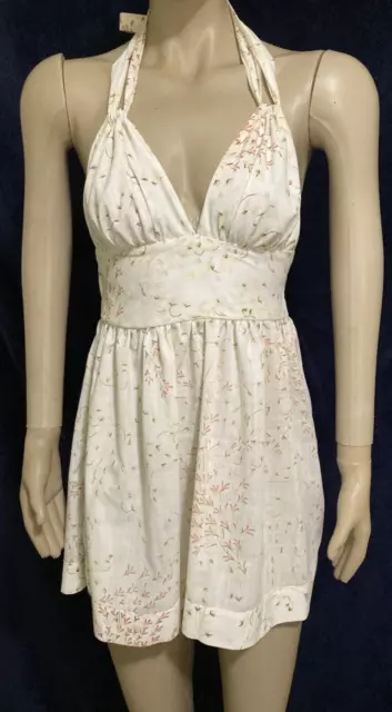 Mini Dress of Vintage Ivory Cotton Blend Fabric Olivia Bis (Bis * Beau) S-M