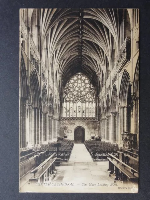 Devon: EXETER CATHEDRAL The Nave Looking West - Old Postcard