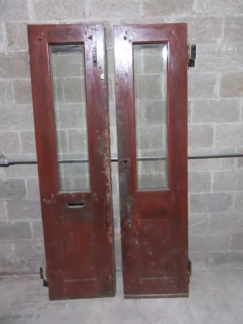 ~ Antique Oak Double Entrance French Doors Beveled Glass ~ 44 X 87 ~ Salvage 12
