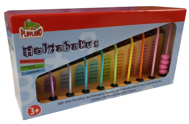 Holzabakus Lernspiel Holzperlen Ringe Abakus Mathe Rechnen Spielzeug 10 Farben