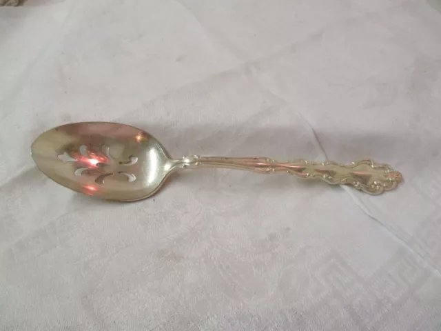 Vintage Oneida Community Silver plate pierced Serving Spoon Modern Baroque