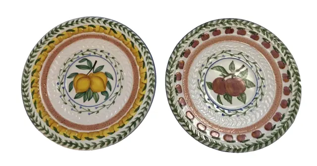 New Strata Group Fresh N Fruity Apple + Apricot Salad Plates 8.5" Hand Painted