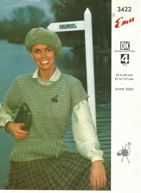 Vintage Emu Ladies Over-top DK or 4 Ply Knitting Pattern