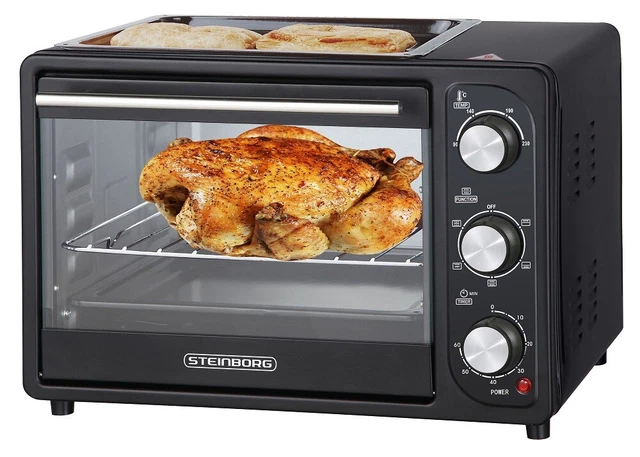 3in1 Mini Backofen 20 Liter mit Umluft inkl. Grillplatte Pizza-Ofen Minibackofen
