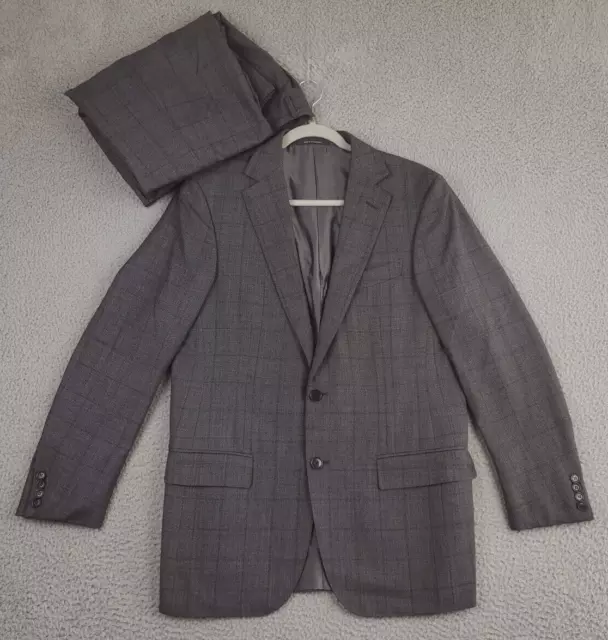 Ermenegildo Zegna Trofeo Milano Suit Gray Nailhead Windowpane Size 40R + 33x31"