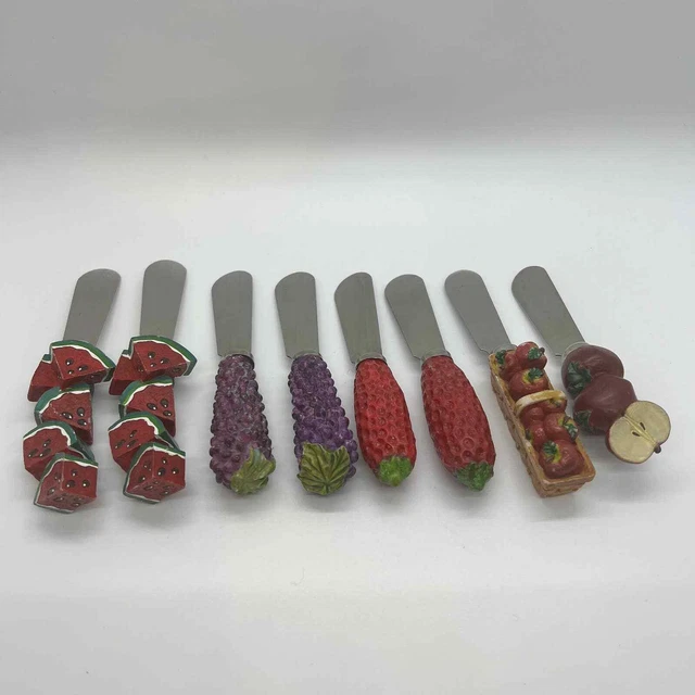 Fruit Variety Cheese Spreaders Watermelon Grape Strawberry Apple (Lot of 8)
