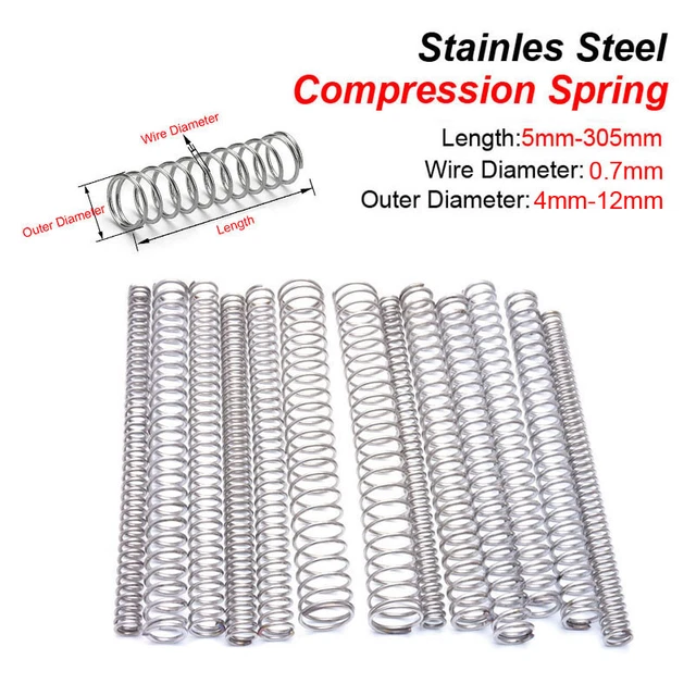 10 pezzi molla a pressione filo diametro 0,7 mm acciaio inox molla piccola lunghezza 5-305 mm