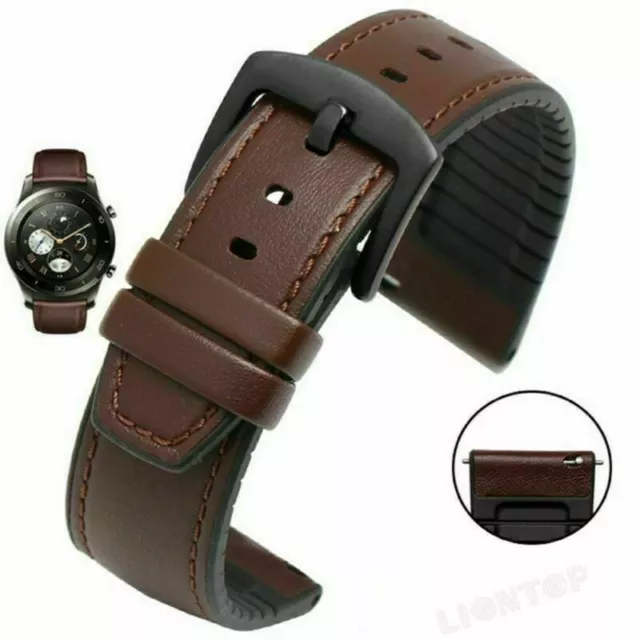 Leather & Silicone Watch Wrist Band Strap Bracelet Replacement Various 20mm 22mm 2