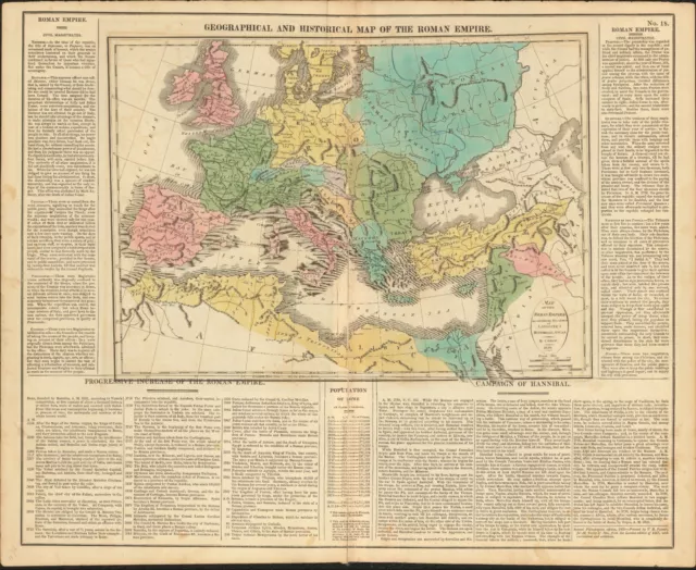 1820 Roman Empire antique map by Lavoisne ~ 21.7" x 17.5" hand colored