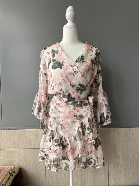 open lace back dress Sheike- Mini Dress- Garden Rose Pink- Size 16  The Hire Edit
