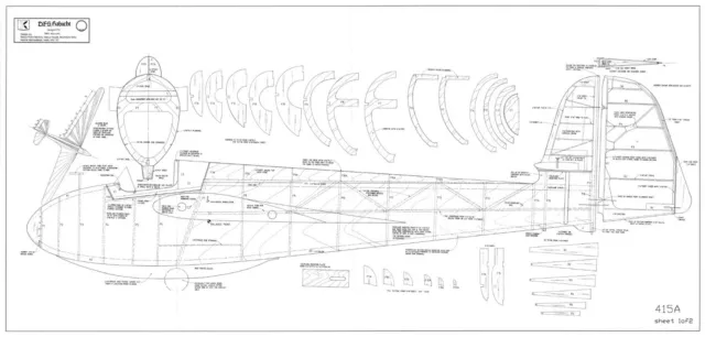 DFS Habicht. Segelflugzeug. Spannweite 3454mm. Modellbauplan