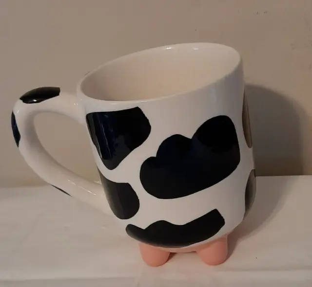 Boston Warehouse Udderly Cow Mug with Non-Skid Silicone Feet Hand Painted Cer...