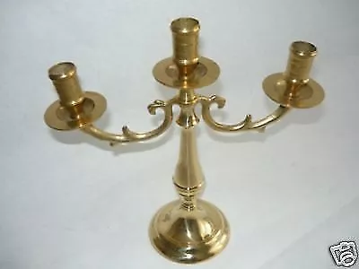 Candelabro portacandele a 3 fuochi in ottone lucido