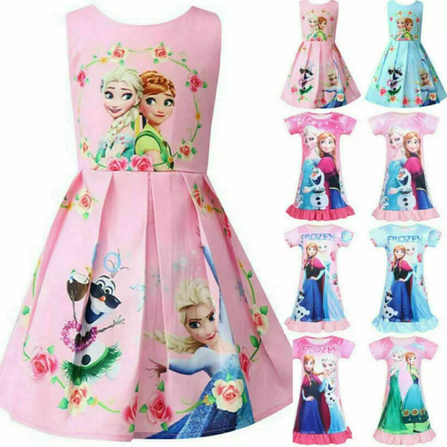 Eiskönigin Prinzessin Kleid Frozen Anna Elsa Mädchen Partykleid Kinder Kostüme