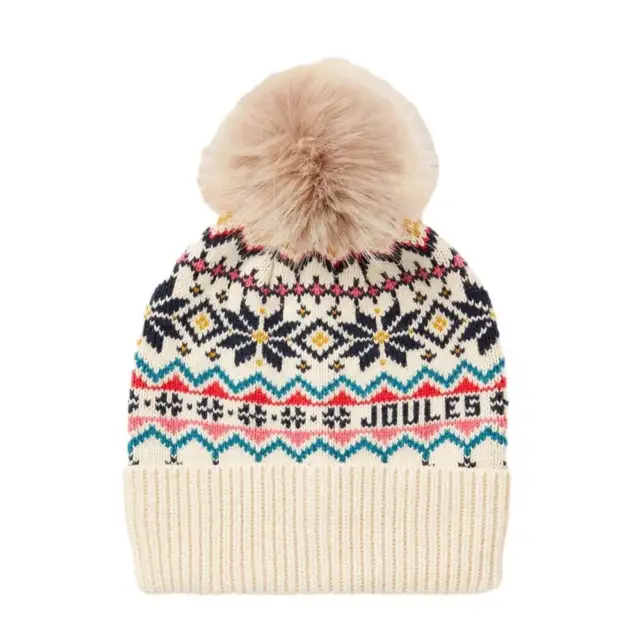 Joules Bluebird Ivory Fair Isle Knitted Hat