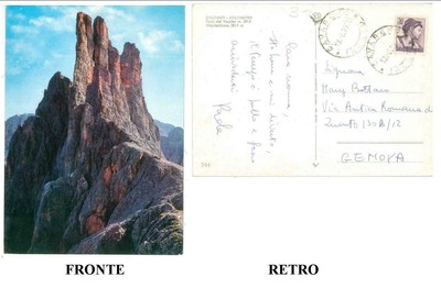 DOLOMITI TORRI DEL VAJOLET VIAGGIATA XXX CARTOLINA TRENTINO ALTO ADIGE 
