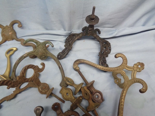 vintage antique lot of wall mounted hooks and hardware 3