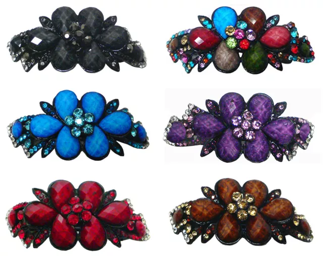 Bella Large Barrette Hair Clip Colorful Beads & Sparkly Crystals U86012-0017