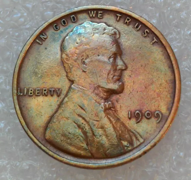 1909 vdb 1c lincoln cent wheat penny- color appears altered