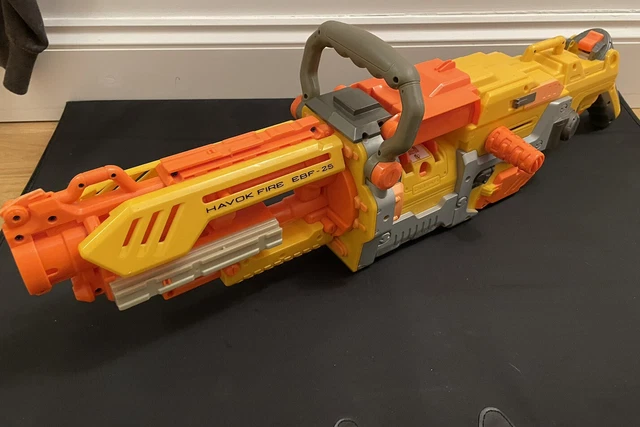 Nerf Havok Fire EBF-25 Blaster Gun ONLY - YELLOW & ORANGE - Requires Ammo & Belt