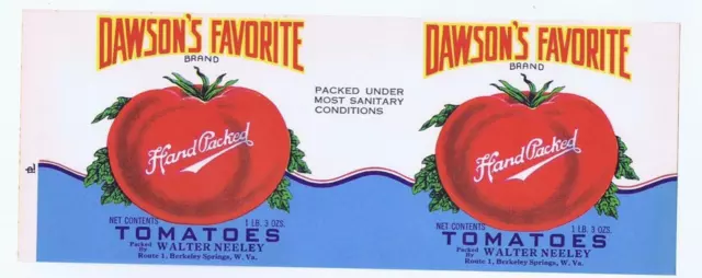 Dawson tomatoes  can label Walter medley Berkeley Springs WV