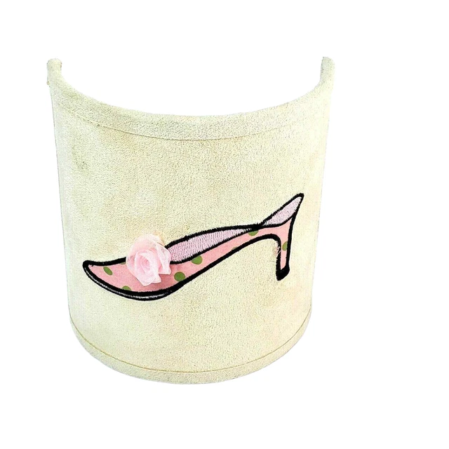 Beige Suede Night Light Shade Pink Shoe Heel Applique 5" Tall Chic Decor