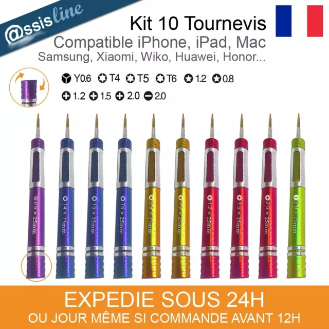 Kit 10 Tournevis Aimantes Precision Reparation Telephone Tablette Ordinateur Pc