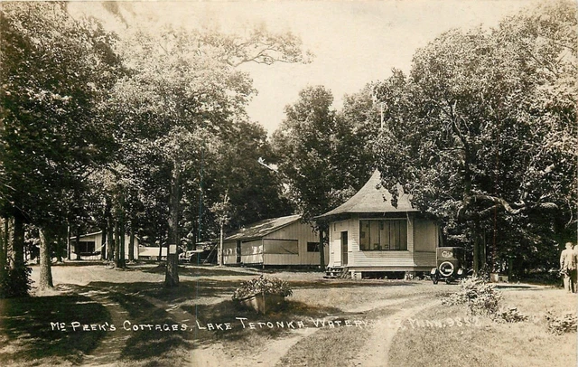 Waterville Minnesota~McPeeks Cottages~Lake Tetonka~1920s Cars~Real Photo~RPPC