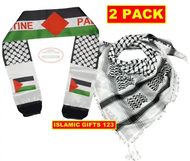 Keffiyeh Arab Scarf 2-IN-1 Palestine Original Arafat Shemagh كوفية فلسطينية GAZA