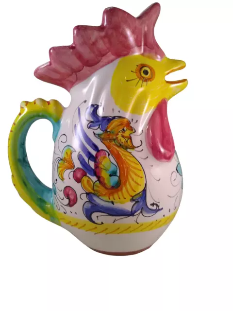 Vintage Italian Majolica Porcelain Pottery Rooster Ewer Creamer (1950's)