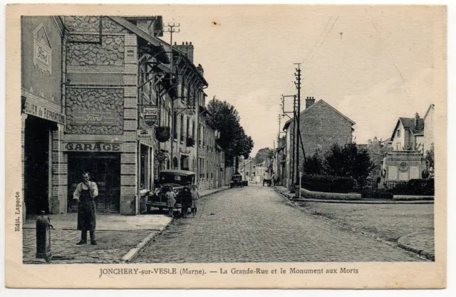 JONCHERY SUR VESLE - Marne - CPA 51 - Garage voiture grande rue