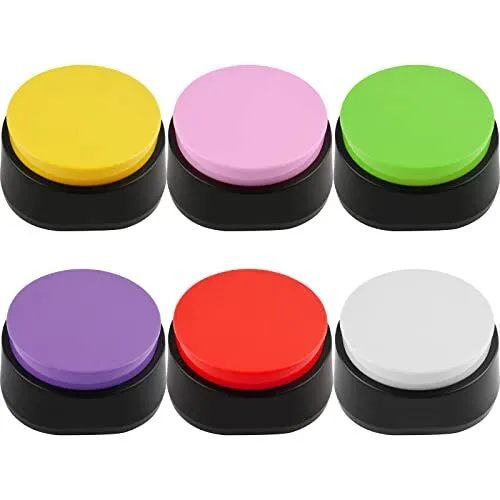 Pet Training Button 6 Pack - Colorful Voice Recording Button for Dogs Cats Pe...
