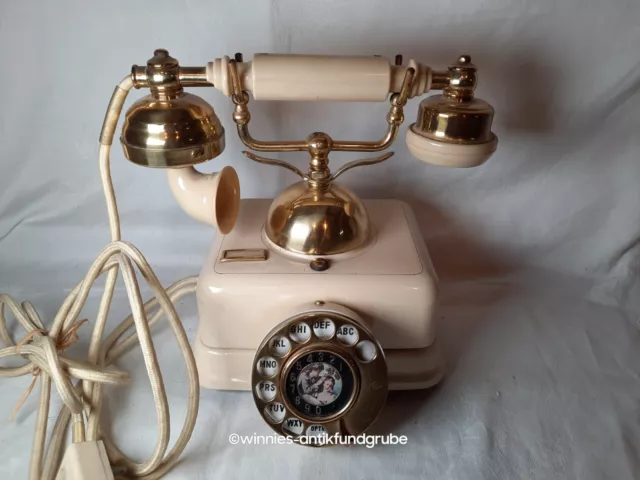 Antikes Telefon Metall Weiß Sammlerstück
