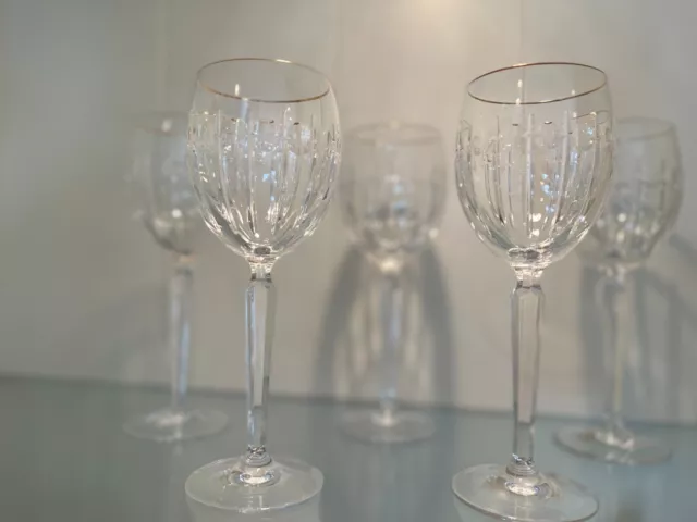 Rare Find - Set of 12 Waterford Grenville Gold Trim Wine Glasses 8"