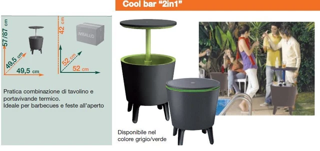 Tavolino Frigo Contenitore Termico COOL BAR KETER COOLBAR piscina bbq mojto