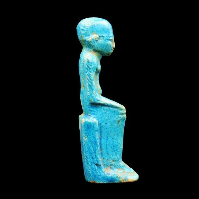ANTIQUE FAIENCE SEATED Statue Of IMHOTEP Ancient Egyptian Architect antique-faience-seated-statue-of-imhotep-ancient-egyptian-architect