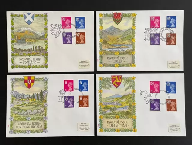 1971 Definitive Issue Philart FDC. Full set of 4 Regional Covers