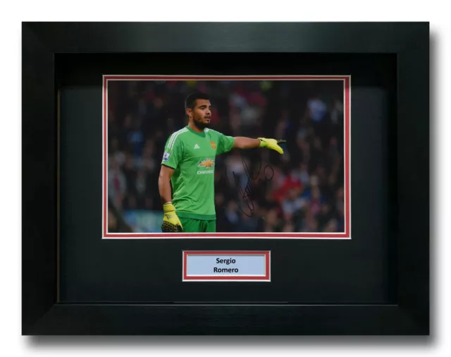 Sergio Romero Hand Signed Framed Photo Display - Manchester United - Autograph.