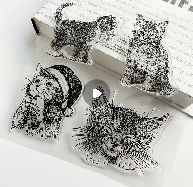 Cute Lazy Cat Kittens  Sentiment New Silicon Transparent Stamp Seal Card Making