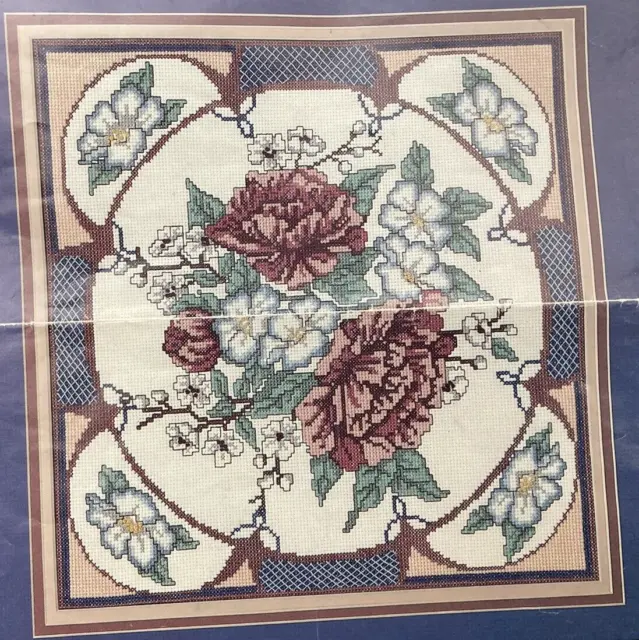 Candamar Designs, Inc. 'Oriental Peonies' Counted Cross Stitch kit 60451 Started