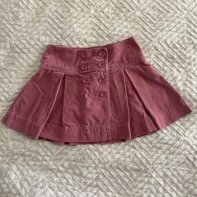 Vintage Gap Girls Y2K Pink Pleated Button Flared Cotton Corduroy Mini Skirt 14