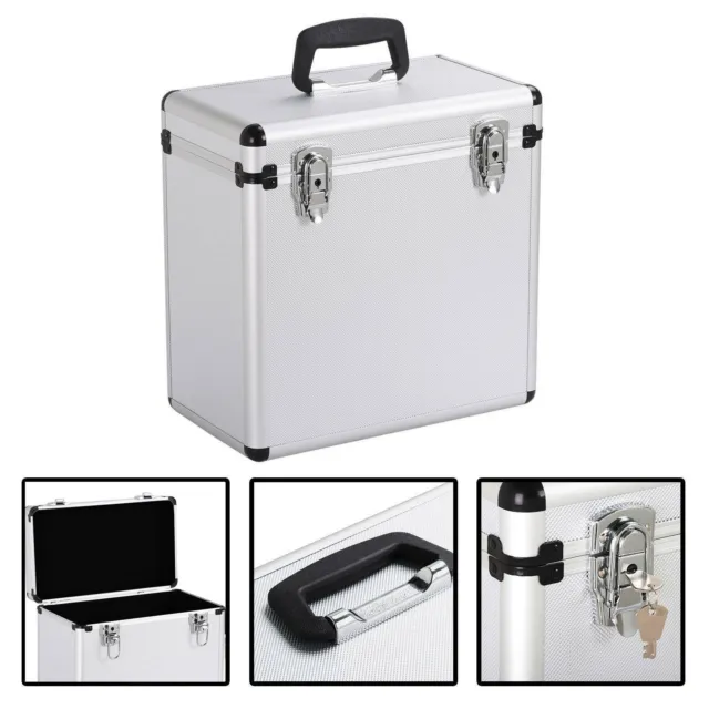 Vinyl Record Album Case 12" LP Storage DJ Retro Flight Case Tool Box Silver